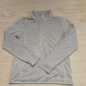 Vineyard Vines Sankaty Striped Gray Quarter-Zip Pullover Logo Medium